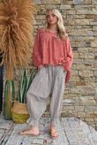 Kiti Paisley Damask Artist Smock Terracotta